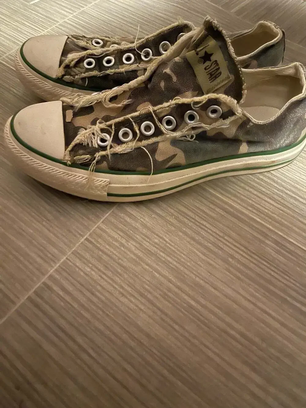 Converse All Star Camo Frayed Edge Slip-On Sneakers